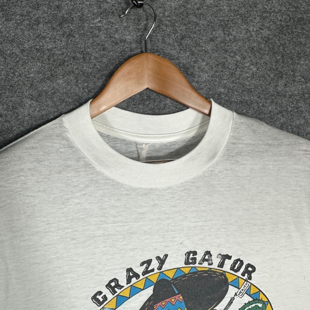 Vintage 80s Single Stitch Tee Crazy Gator Cantina Cozumel T Shirt Men's‎ Large - Picture 7 of 16